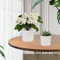 Noble House Julia Ceramic Planter Set, Glossy Weather-Resistant Flowerpots with Drainage, Set of 4, Cream