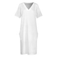thumbnail image 4 of Vestido suelto con bolsillo attern azul y blanco vestidos para mujer vestido de manga larga, 4 of 7