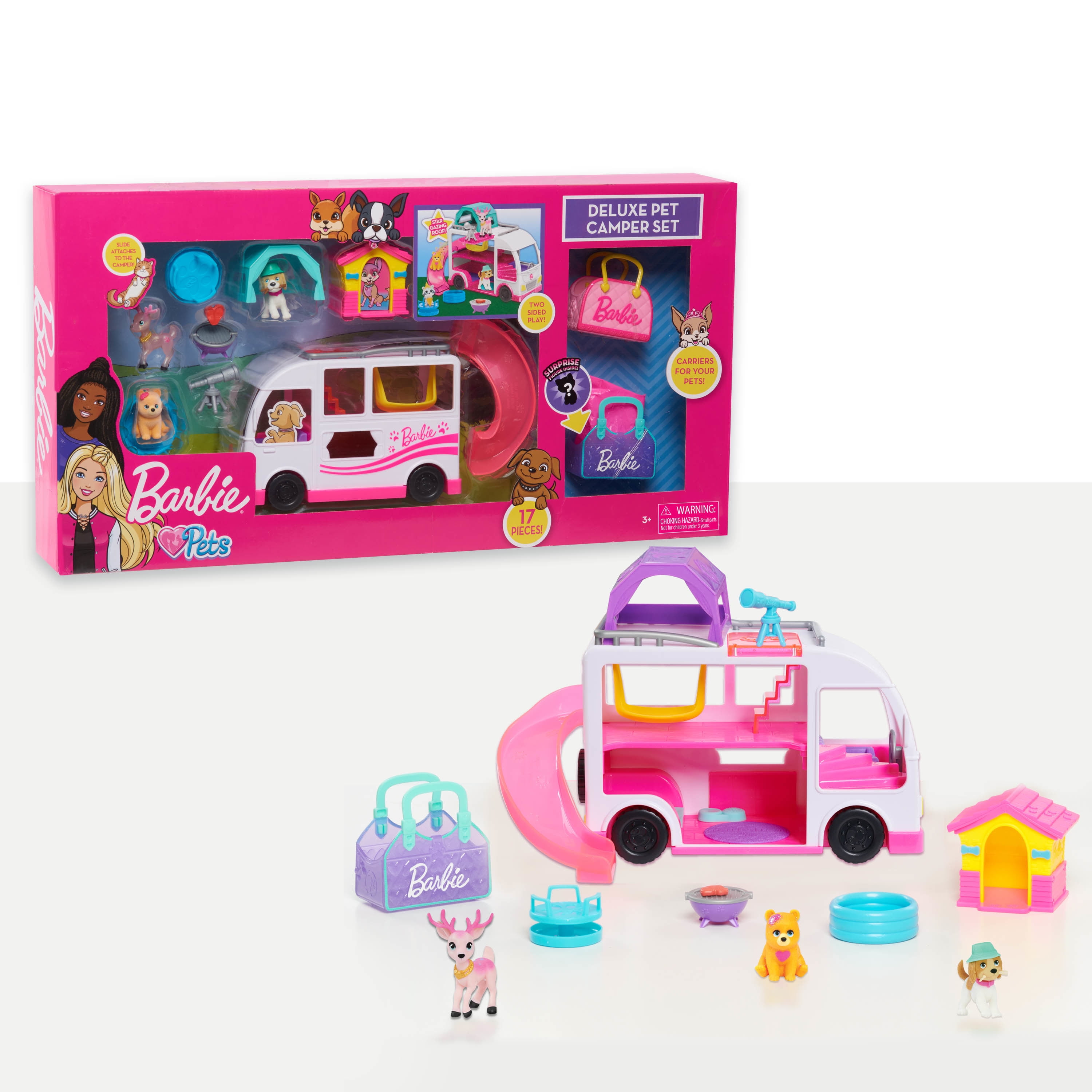 Barbie Deluxe Pet Camper Playset 17-pieces, Kids Toys for Ages 3 Up, Gifts and Presents - Walmart.com
