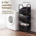 thumbnail image 3 of GRANNY SAYS 3-Tier Laundry Hamper Sorter, 3 Section Laundry Basket with Wheels for Laundry Room, Dorm, Bathroom & Closet, Black, 3 of 9