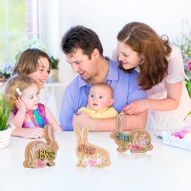 Happy Easter Tree Decoration Wooden Designs Crafts Decoration Event Party Supplie