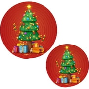 Bestwell Christmas Sparkling Bright Tree Heat Resistant Trivets Potholders 2PCS,Round Cotton Weave Handmade Pot Holder, Non-Slip Hot Mats Kitchen Dining Plate Mat17