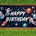 thumbnail image 6 of Space Theme Happy Birthday Banner Astronaut Design Galaxy Balloon Backdrop for Kids Birthday Party Decoration, 6 of 7