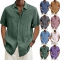 thumbnail image 6 of YanHoo Button Down Short Sleeve Linen Shirts for Men Summer Casual Cotton Linen Beach Shirts Big and Tall Dress Wedding Shirts, 6 of 6