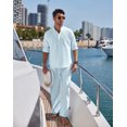 thumbnail image 2 of COOFANDY Men's 2 Pieces Cotton Linen Set Long Sleeve Henley Shirts Casual Beach Pants With Pockets Summer Yoga Outfits, 2 of 6