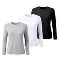 thumbnail image 3 of Yigetop Long Sleeve Undershirt for Women, Women's Long Sleeve Basic Shirts for Women Stretch Tight Fitted Thermal Shirts Fashion Tops 3 Pack Womens Long Sleeve T Shirts Grey 2XL, 3 of 3