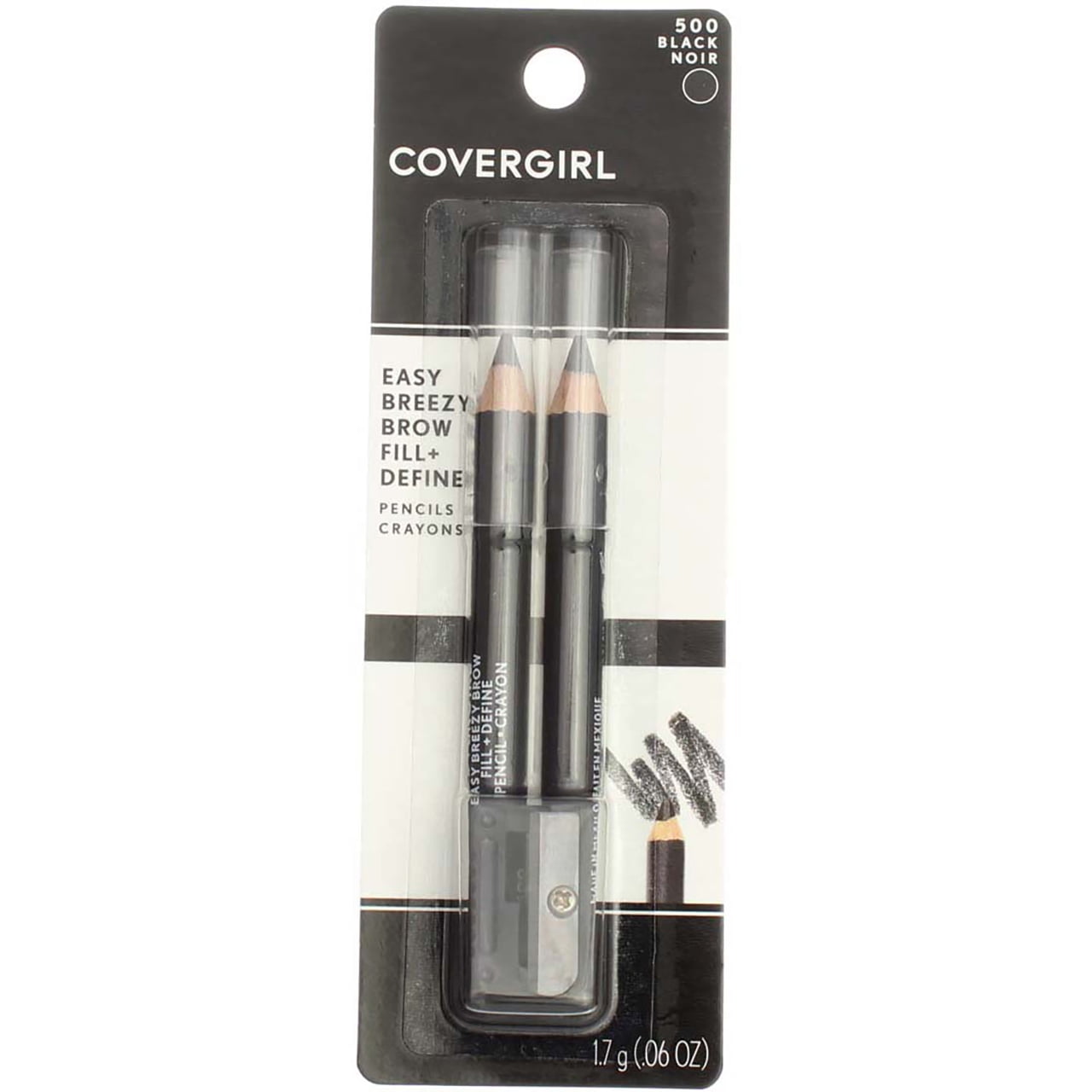 CoverGirl Brow & Eye Makers Brow Shaper & Eyeliner, Midnight Black 500, .06 oz (Pack of 6)