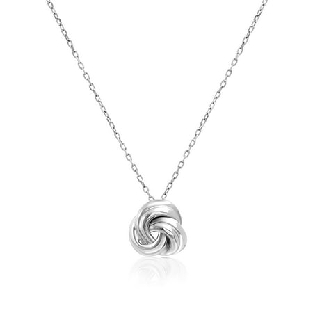 Ribbed Knot Necklace in Sterling Silver
