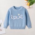 thumbnail image 2 of CAUYDY Toddler Baby Boy Girl Sweater Embroidered LOVE Outfits Long Sleeve Pullovers Fall Winter Clothes(L101-Blue,3-4 Y), 2 of 9