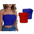 thumbnail image 6 of Lovskoo Womens 2 Pack Tube Tops Crop Tops Going Out Strapless Basic Backless Bandeau Bra Summer Outfits 2024 Y2K Clothes Blue + Red, 6 of 6