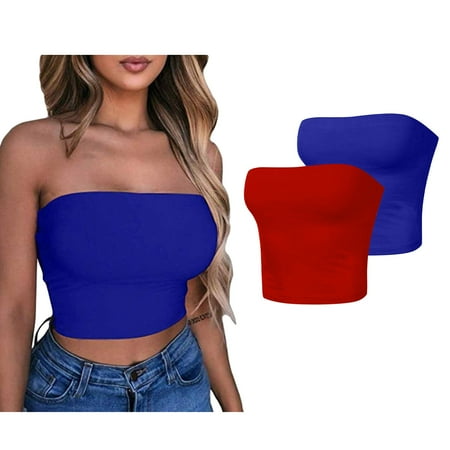 Discount! pstuiky Tube Top Bras  Women S Solid Color Sports Tube Top Bra  Summer Fashion Camisole For Yoga  Workout  And Casual Wear  Soft And Supportive - 2Pc Set Strapless Tops For Women