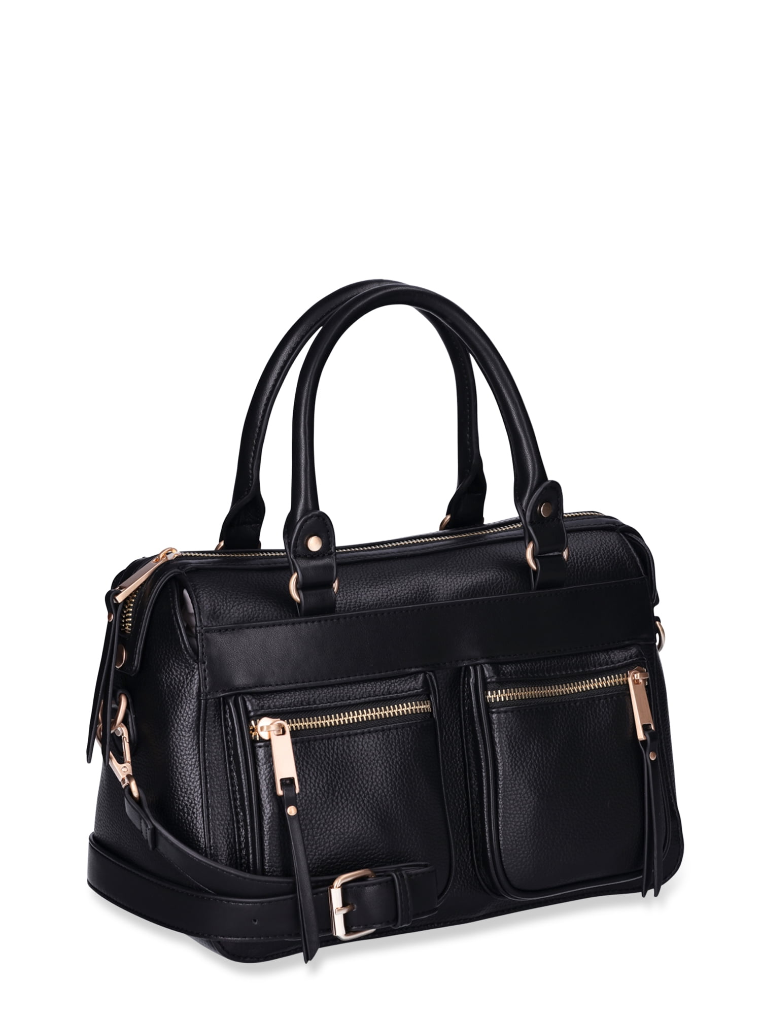 Time and Tru Women's Beckett Satchel Handbag, Black