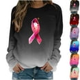 thumbnail image 3 of WREESH Women's Hand Pink Ribbon Long Sleeve Sweatshirt Casual Loose Fit Cancer Awareness Top Black, 3 of 4