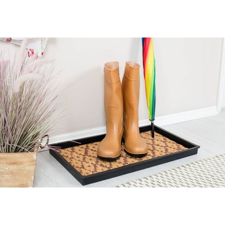 Natural and Recycled Rubber Boot Tray with Tan and Black Coir Insert - On  Sale - Bed Bath & Beyond - 29925688
