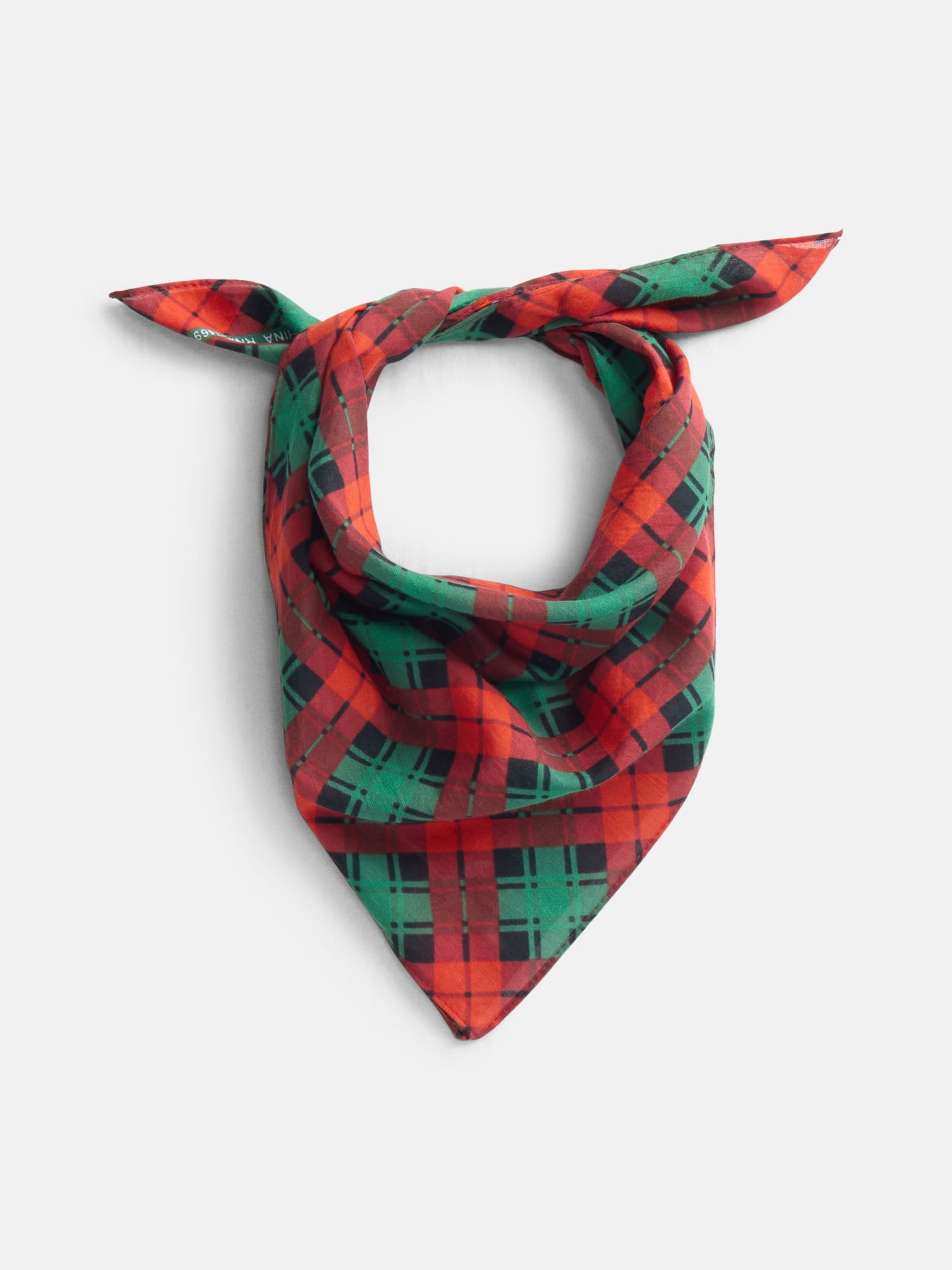 Holiday Time Woven Red Green Plaid Bandana, One Size, Red/Multi, Cotton