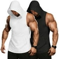thumbnail image 3 of COOFANDY Men's 2 Pack Workout Hooded Tank Tops Bodybuilding Muscle Cut Off T Shirt Sleeveless Gym Hoodies, 3 of 3