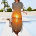 thumbnail image 3 of Sunset - Shark Bay - Australia Long Sleeved Shirt Dress purple dress evening dress evening woman, 3 of 6