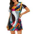 thumbnail image 1 of Saiise Abstract Jazz Instrumental Pattern Womens Short Sleeve Sleepshirt Scoopneck Cute Nightdress Ruffle Comfy Nightgown, 1 of 6