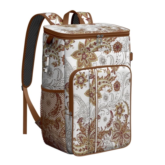 Colorful Boho Insulated Cooler Backpack - 20L Soft Cooler Bag with Mandala Design, Leakproof & Easy to Clean, Perfect for Camping, Beach, and Road Trips, Artistic Elegance