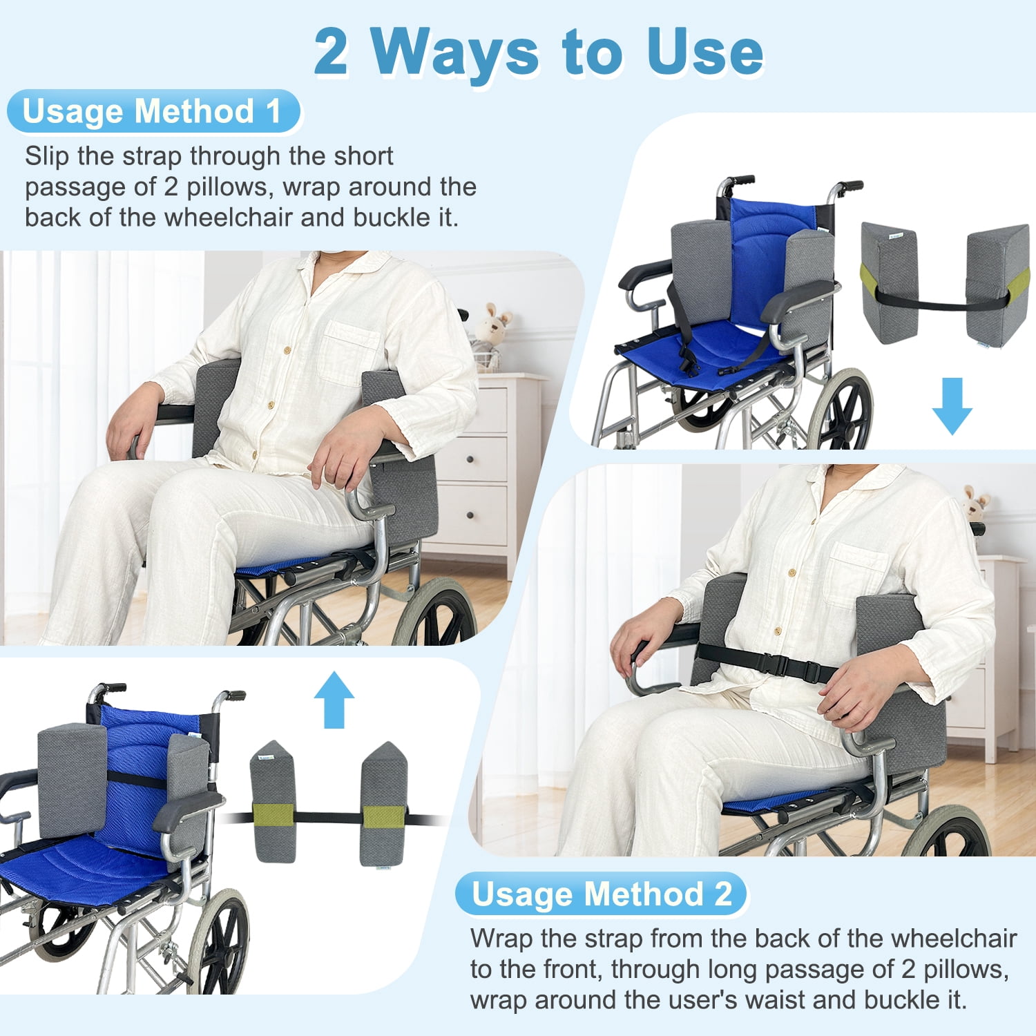 Wheelchair Lateral Support Cushions, Foam Lateral Positioning Wedge Pillow for Back, Side Support, Posture Corrector Wedge Cushion for Seniors (Small)