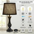thumbnail image 6 of NATYSWAN Black Touch Table Lamps Set of 2, 22" Tall Bedside Lamps with USB C+A Charging Ports, Nightstand Lamps for for Bedroom, Living Room, Office, with Black Lampshade, LED Bulb Included, 6 of 6