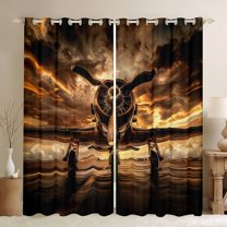 Manfei Retro Airplane Blackout Curtains Set of 2 (52x84 Each),Vintage Aircraft Window Curtains,Brown Beige Curtains and Drapes For Kids,Super Cozy Room Decor