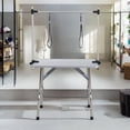 thumbnail image 2 of Pefilos 46" Pet Grooming Table for Large Dogs Adjustable Height Portable Trimming Table Drying Table w/Arm/Noose/Mesh Tray, Gray, 2 of 11