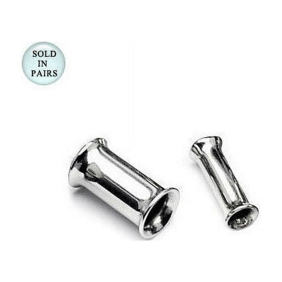 Pair of Double Flared Surgical Steel Tunnel Ear Plugs - 12 Gauge to 0 Gauge
