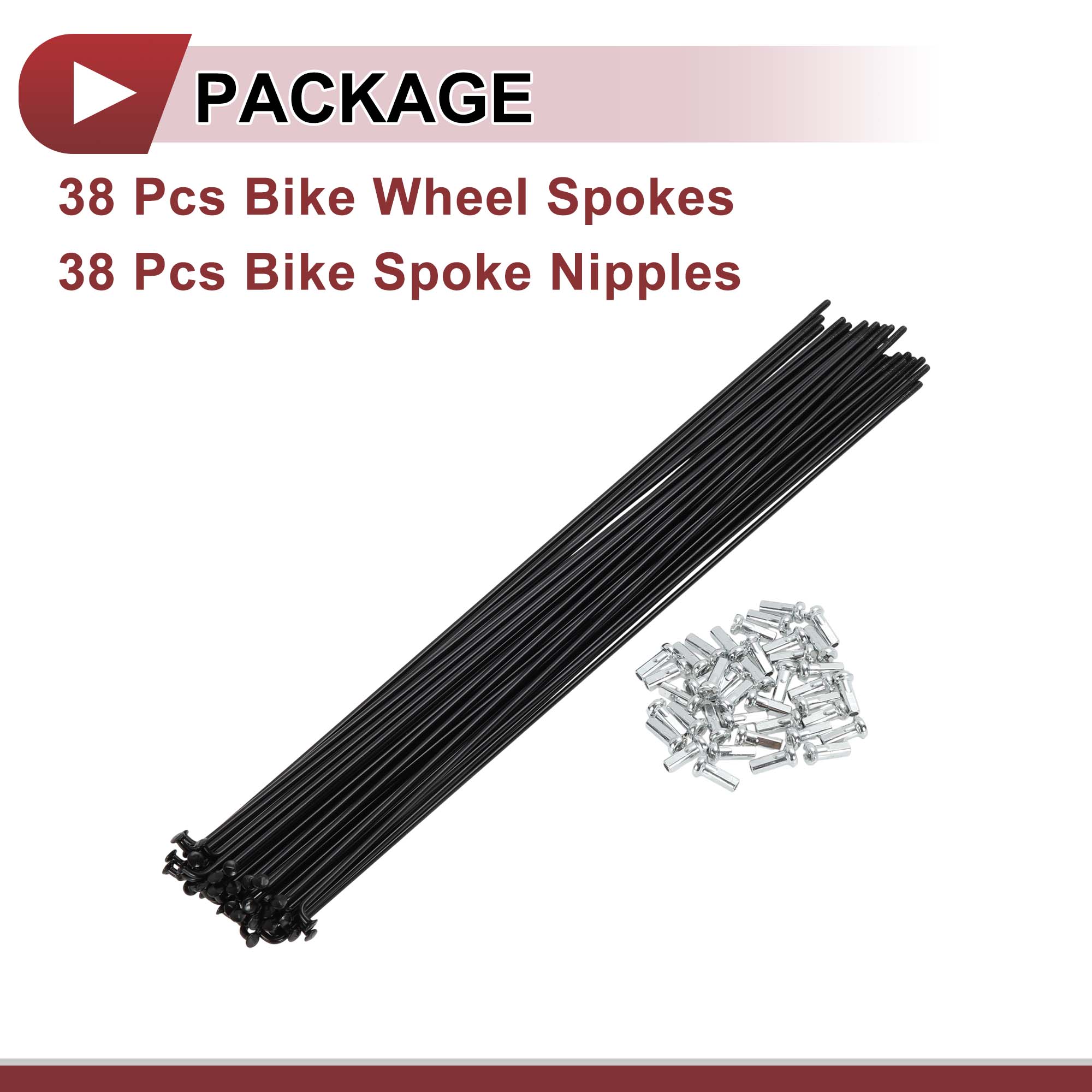Unique Bargains 38Pcs 14G Bicycle Bike Wheel Spoke Carbon Steel Black 9.84"