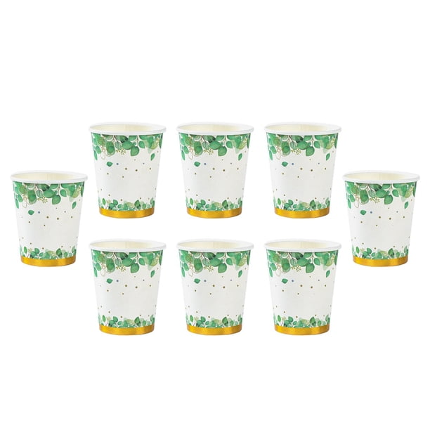 Vasos de papel desechables, decoración verde salvia, platos de fiesta, vajilla desechable, platos desechables para despedida de soltero, Acción de Vaso de papel
