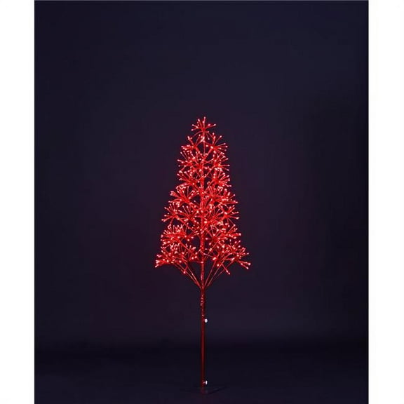Queens of Christmas LED-TR3D05-LRE 5 ft. Starburst LED Tree, Red
