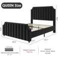 thumbnail image 2 of Platform Metal Bed Frame with Upholstered Headboard, Velvet Upholstered Bed Frame King/Queen with Vertical Channel Tufted Headboard & Footboard, Nailhead Trim, No Box Spring Needed, 2 of 8