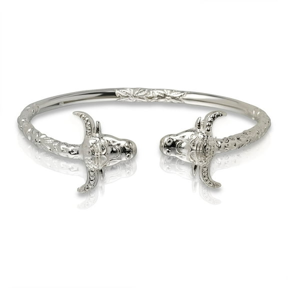 Better Jewelry Bull End .925 Sterling Silver West Indian Bangle (Made in USA) (1 piece)