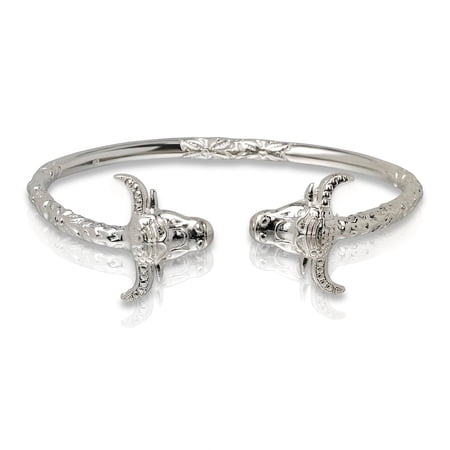 Better Jewelry Bull End .925 Sterling Silver West Indian Bangle (Made in USA) (1 piece)