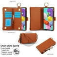 thumbnail image 3 of ELEHOLD For Samsung Galaxy A51 4G Phone Case Leather Crossbody Zipper Card Wallet Flip Case Kickstand Cover, with Ring Holder,Full Body Protection-Brown, 3 of 7