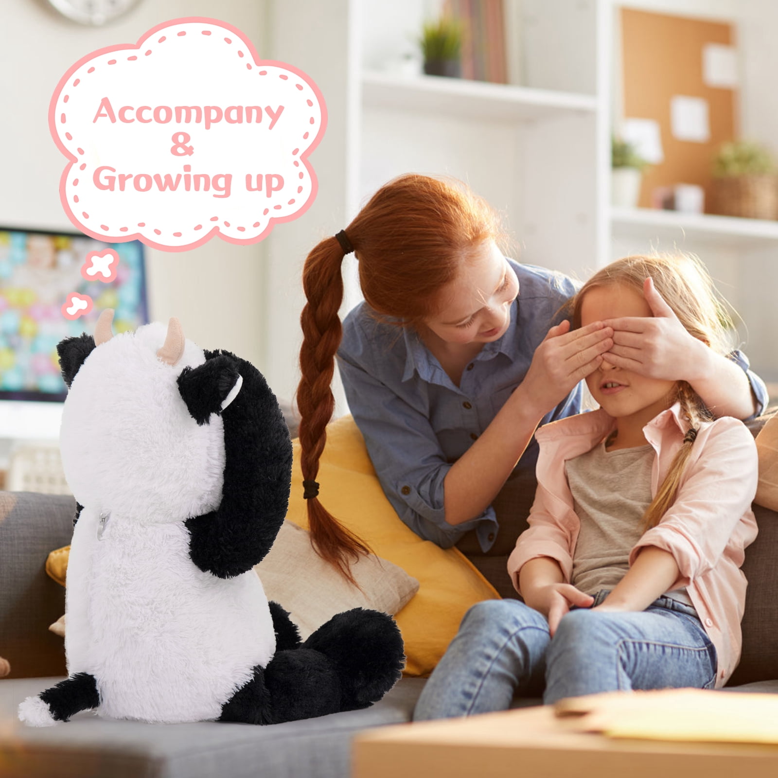 MaoGoLan 24'' Cute Dairy Cow Stuffed Animal Stuffed Dairy Cow With Bow Tie Dairy Cow Plush Toy