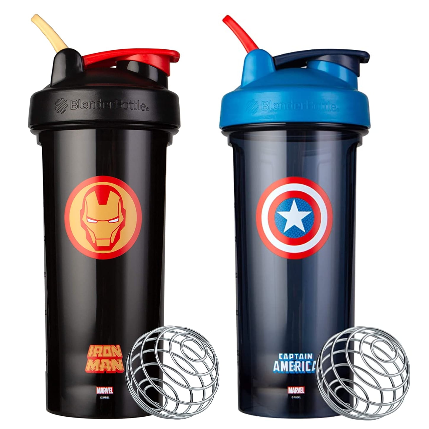 BlenderBottle Marvel Shaker Bottle Pro Series Perfect for Protein Shakes  and Pre Workout, 28-Ounce, Captain America Shield