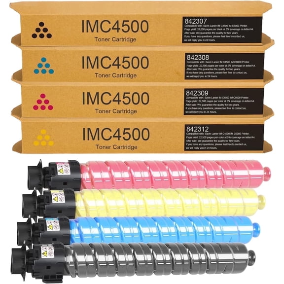 IM C4500,IM C6000 Toner Cartridge Replacement For Ricoh IM C4500 IM C5500 IM C6000 Printer,Black/Cyan/Magenta/Yellow, 4-Pack