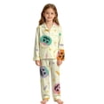 thumbnail image 4 of XAOFW Halloween Girls Pajamas Sets Long Sleeve Lapel Cartoon Print Shirts And Pants Two Piece Sleepwear Loungewear Sets Soft Homewear 3-4 Years, 4 of 4