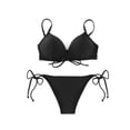 thumbnail image 5 of Pink Season 2 Pcs/Set Women Bikini Set Solid Color Straps Low Waist Spaghetti Strap Low-cut Swimming Push Up Adjustable Strap Women Bathing Suit Water Sports Clothes, 5 of 8