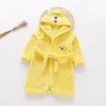 thumbnail image 2 of Kids Coral Fleece Bathrobe,Soft Plush Hooded Robe with Adjustable Belt,Cute Cartoon Print,for Boys Girls Toddlers 12 Months -12 Years,Warm Loungewear Shower Robe Kids Pajamas,Yellow,Size 11-12T, 2 of 6