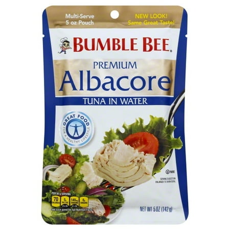 (4 pack) BUMBLE BEE Premium Albacore Tuna In Water Pouch, 5 Ounce Pouch, High Protein Food and Snacks