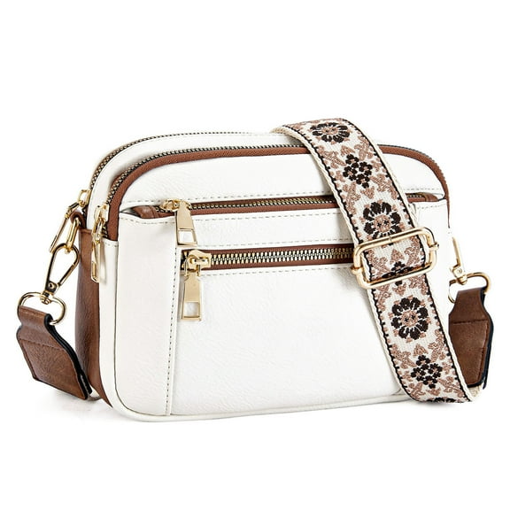 TAZAG Women's Fashion Color Block Zipper Crossbody Bag, PU Leather Shoulder Bag, Multi-function Small Square Bag