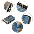 thumbnail image 3 of PU Leather Zipper Card Case Credit Card Holder Small Wallets Fox Wearing Blue Scarf, 3 of 7