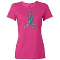 thumbnail image 3 of Inktastic Ovarian Cancer Awareness Teal Ribbon Made of Hearts Women's T-Shirt, 3 of 5
