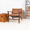 thumbnail image 2 of Fauteuil d'Appoint en Cuir Cognac Tan à Grand Dessus, Style Mobilier Moderne Sahana, 2 of 6