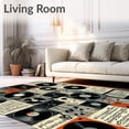 thumbnail image 2 of ODIKA 2'x3' Machine Washable Non-Slip Area Rug, Eclectic Music Iconography Featuring Vintage Record Player Motifs High Traffic Rug, Black, 88448, 2 of 7