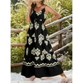 thumbnail image 3 of Summer Dress Casual Womens Boho Dress Sleeveless Printed Long Tiered Maxi Dress Beach Dress 2025 Black S, 3 of 5