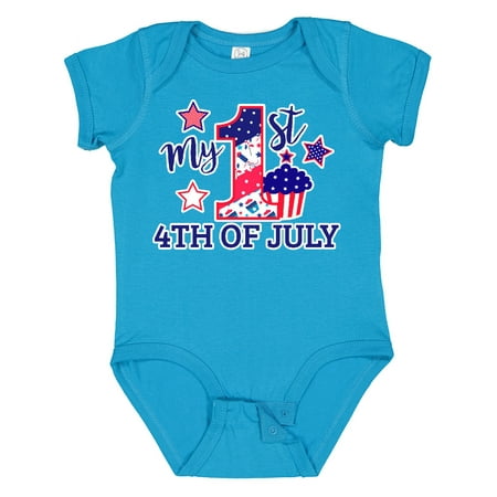 

Inktastic My 1st 4th of July with Stars and Cupcake Boys or Girls Baby Bodysuit