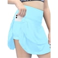 thumbnail image 1 of Langwyqu Solid Color Girls Sport Tennis Athletic Skorts Running Ruffle Skirt With Pocket For Kids 4-13 Years, 1 of 5